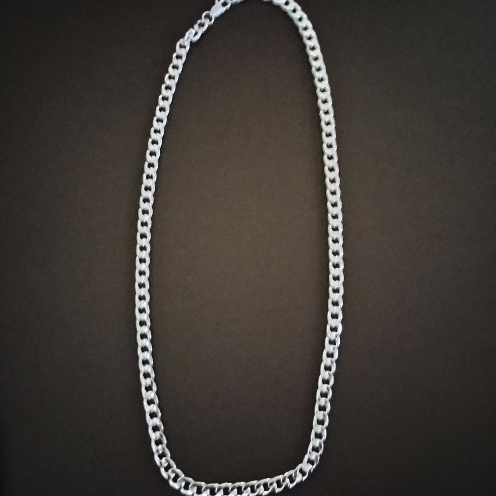 8mm 30in Sterling Silver Cuban Link Chain Necklace